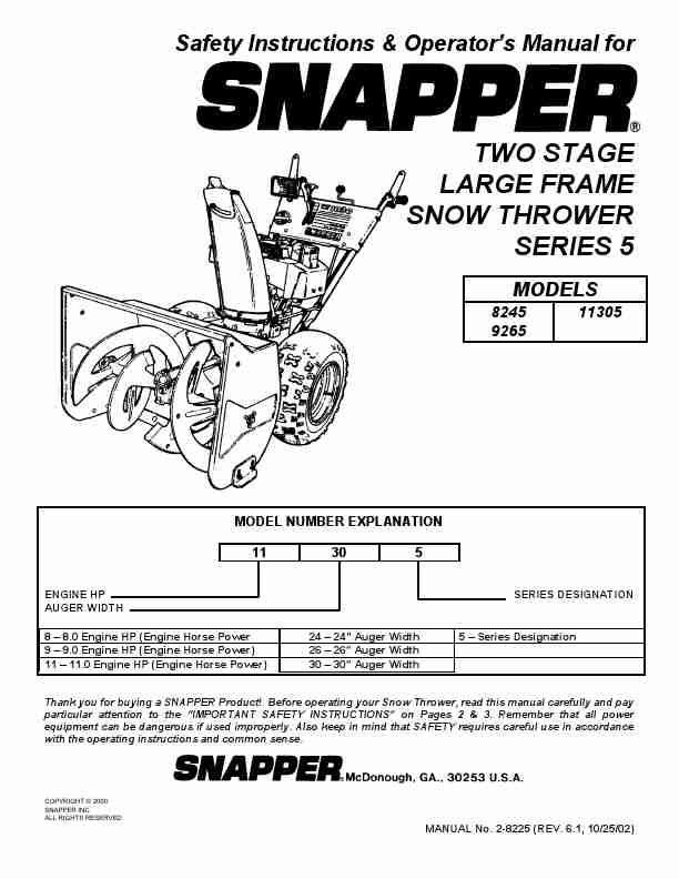 Snapper Snow Blower 11305-page_pdf